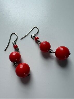 ❤️‍🔥3/10$❤️‍🔥Red Bead Drop Earrings